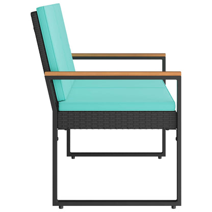Panchina da esterno Nero e Turchese 107 x 61 x 80 cm polyrattan | homemem39