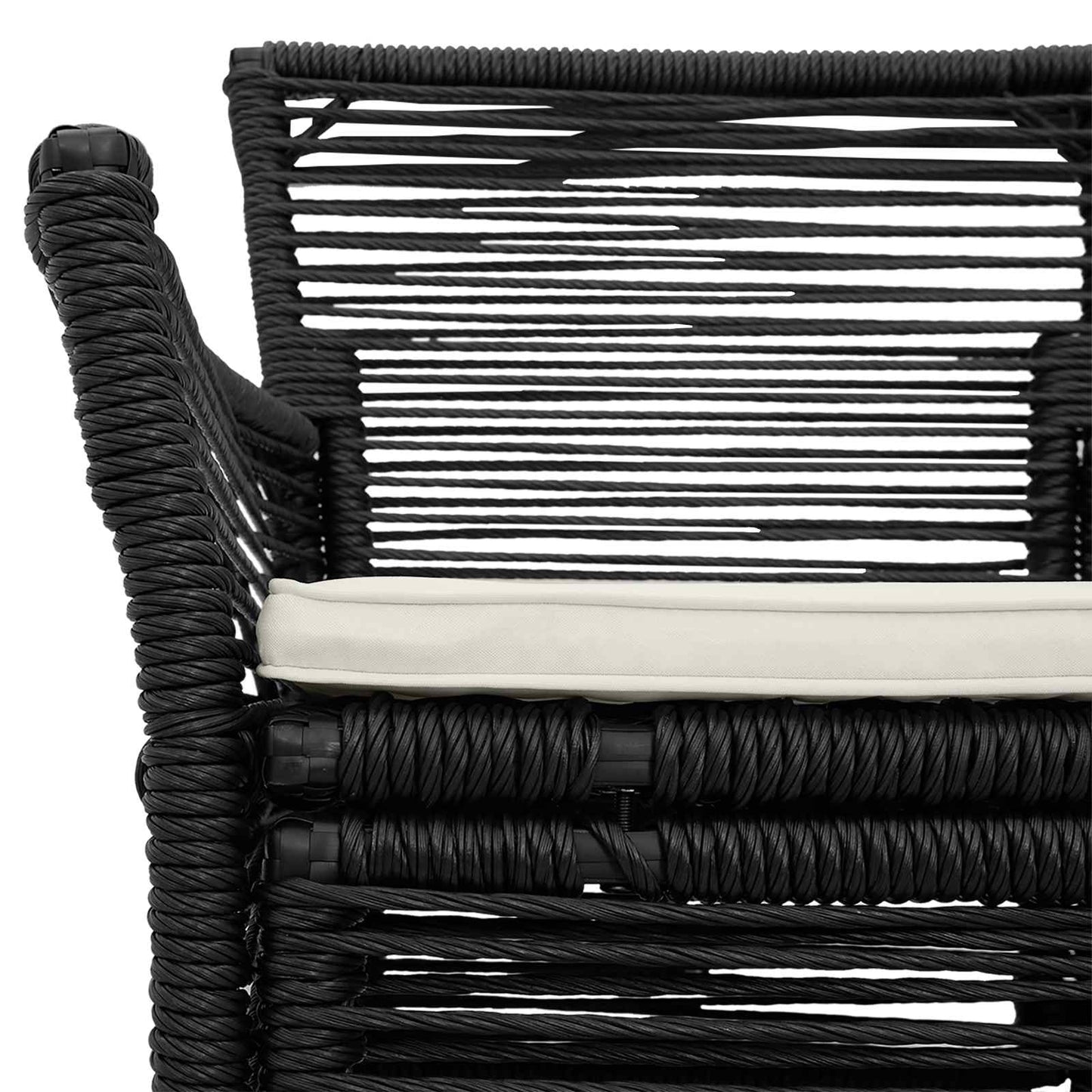 Sedia da esterno con cuscino 2 pcs Nero e Crema polyrattan | homemem39