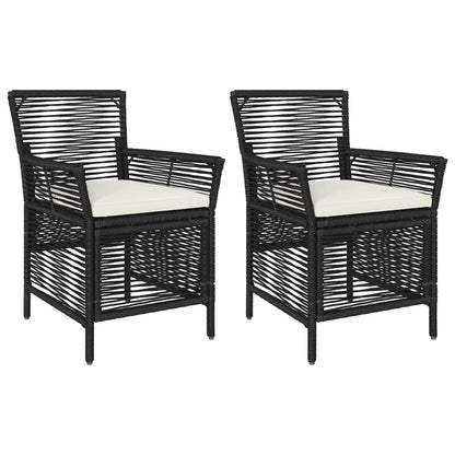 Sedia da esterno con cuscino 2 pcs Nero e Crema polyrattan | homemem39