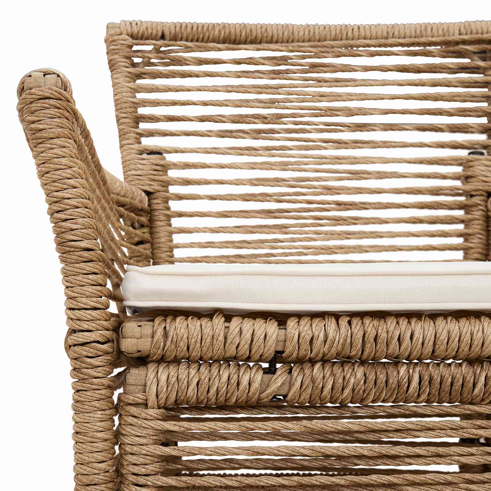 Sedia da esterno con cuscino 2 pcs Beige e Crema polyrattan | homemem39