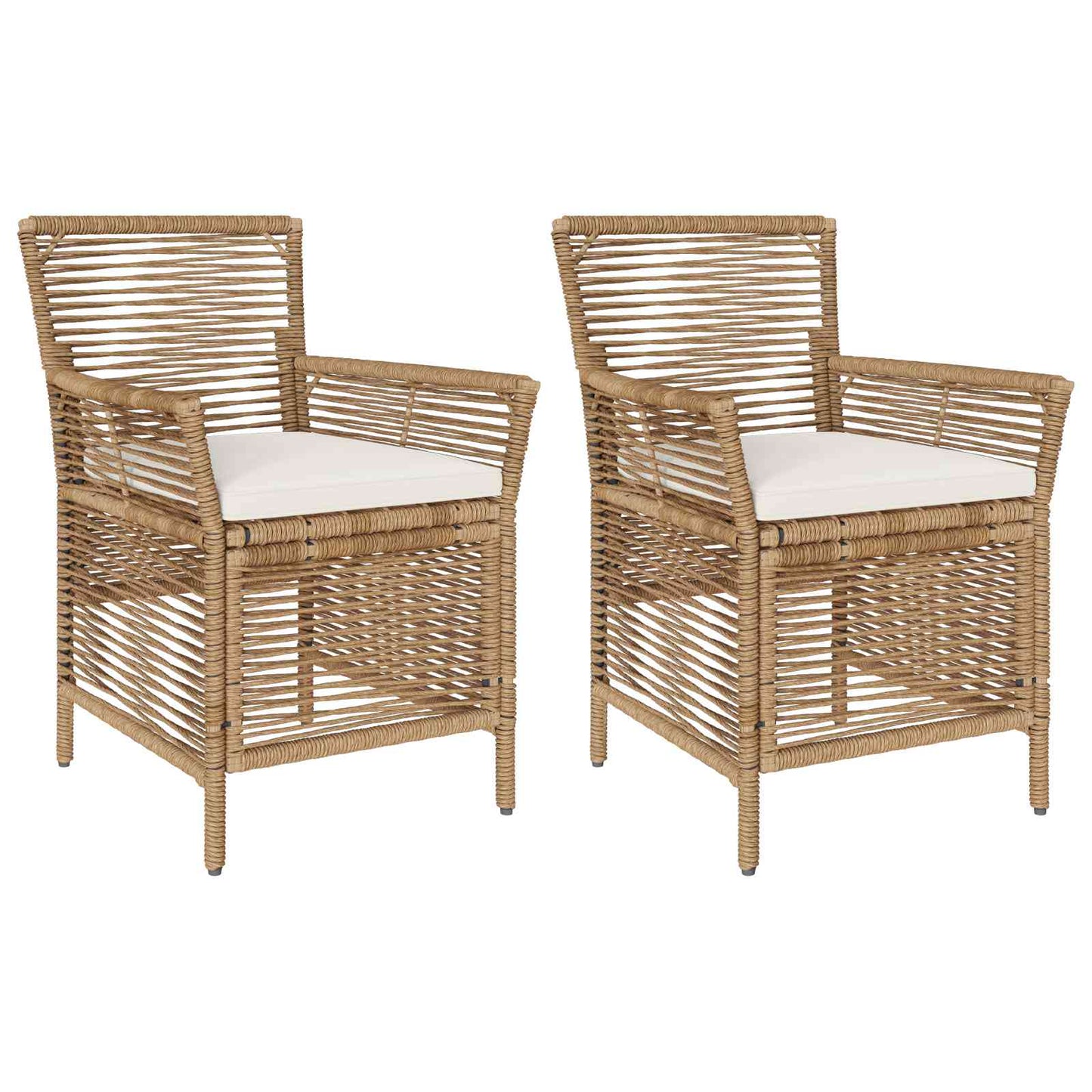 Sedia da esterno con cuscino 2 pcs Beige e Crema polyrattan | homemem39