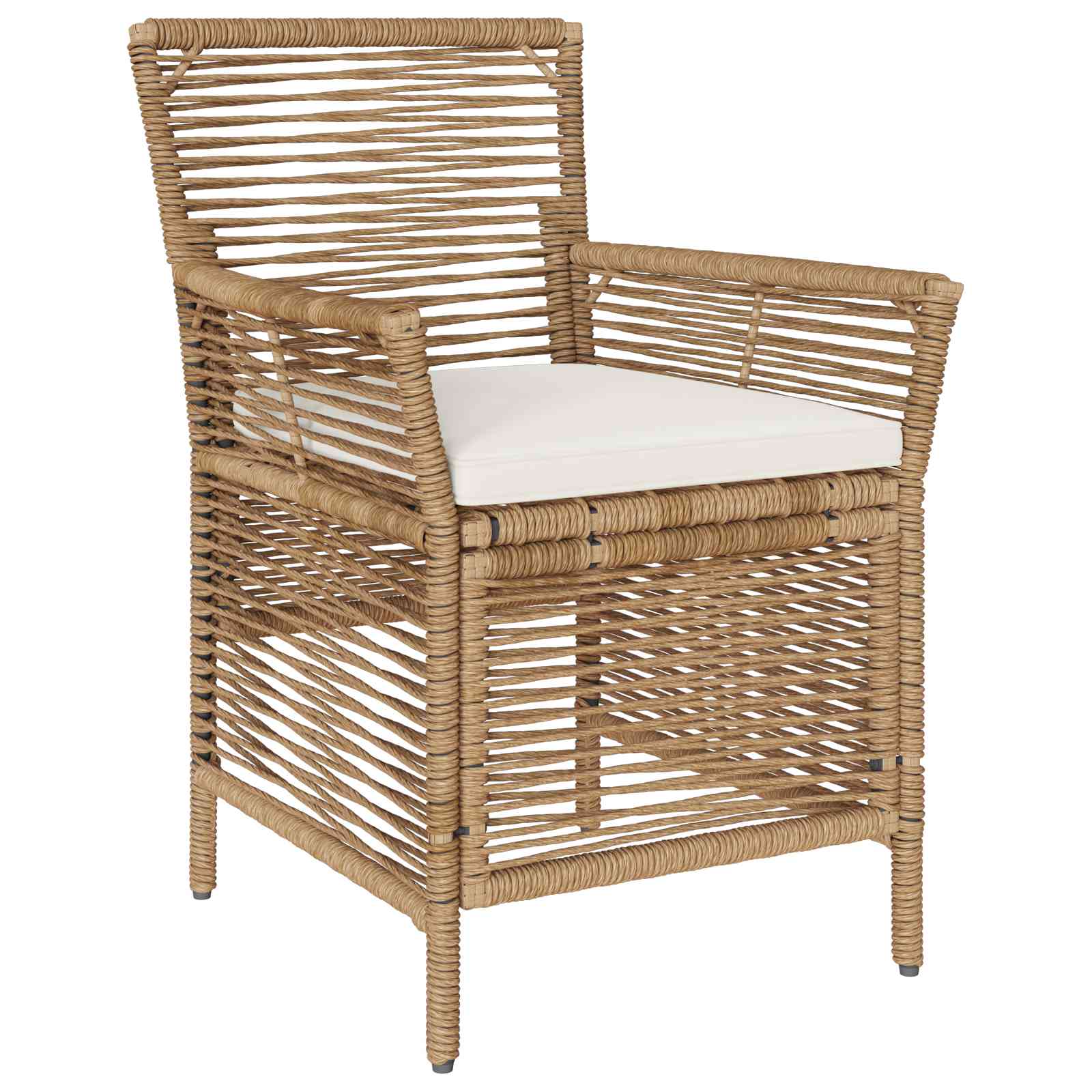 Sedia da esterno con cuscino 2 pcs Beige e Crema polyrattan | homemem39
