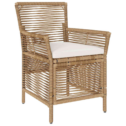 Sedia da esterno con cuscino 2 pcs Beige e Crema polyrattan | homemem39