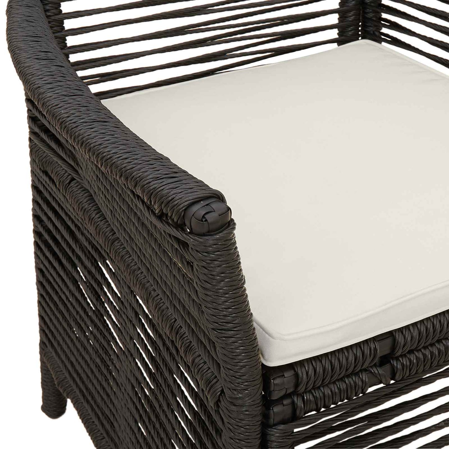 Sedia da esterno con cuscino 4 pcs Nero e Crema polyrattan | homemem39