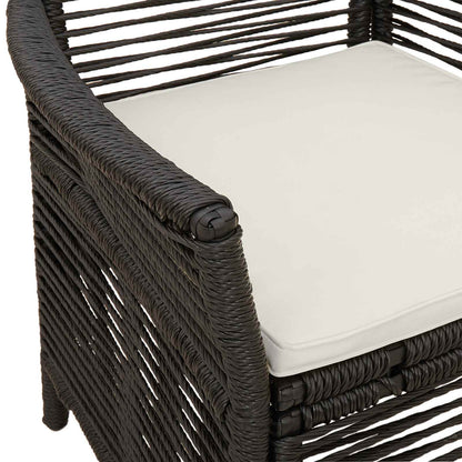 Sedia da esterno con cuscino 4 pcs Nero e Crema polyrattan | homemem39