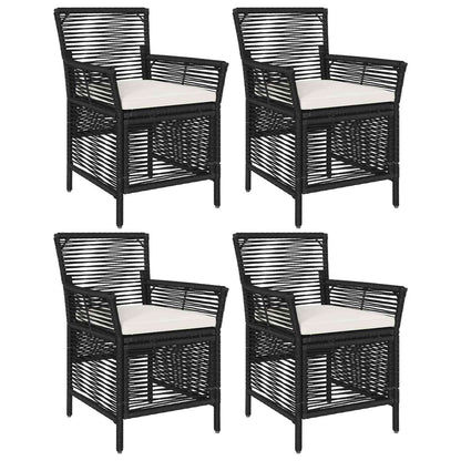 Sedia da esterno con cuscino 4 pcs Nero e Crema polyrattan