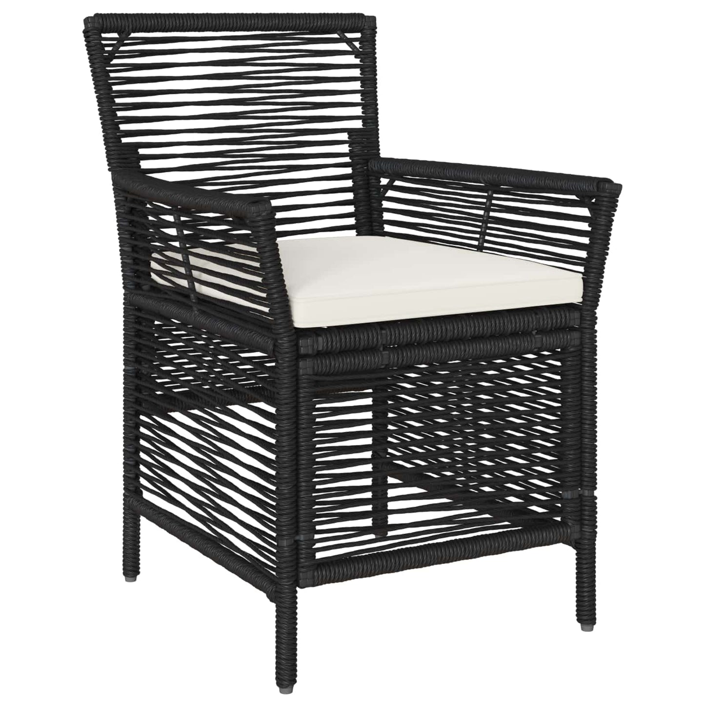 Sedia da esterno con cuscino 4 pcs Nero e Crema polyrattan