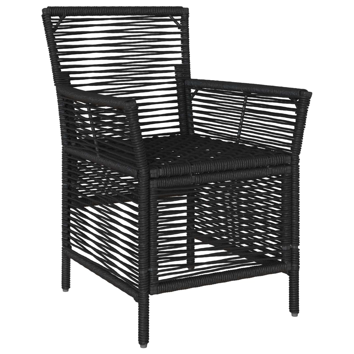 Sedia da esterno con cuscino 4 pcs Nero e Crema polyrattan