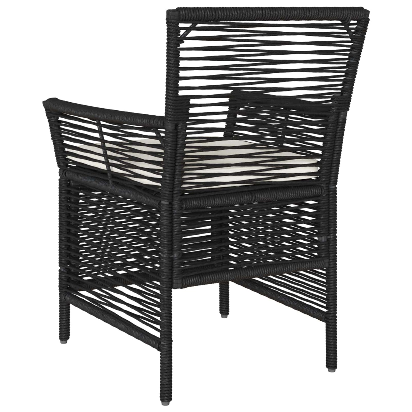 Sedia da esterno con cuscino 4 pcs Nero e Crema polyrattan | homemem39