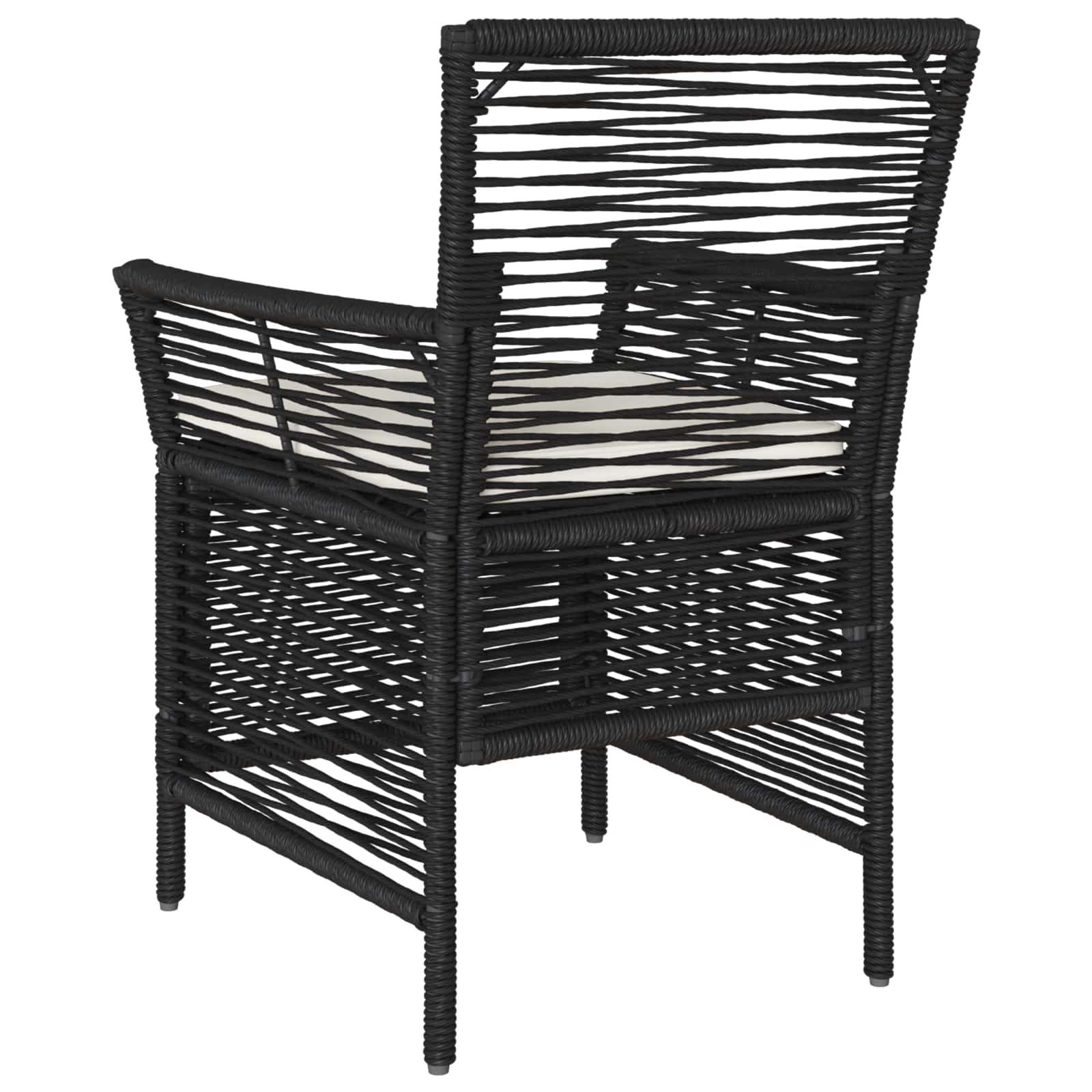Sedia da esterno con cuscino 4 pcs Nero e Crema polyrattan | homemem39