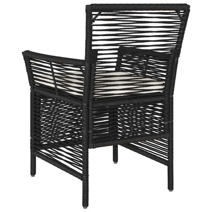 Sedia da esterno con cuscino 4 pcs Nero e Crema polyrattan | homemem39
