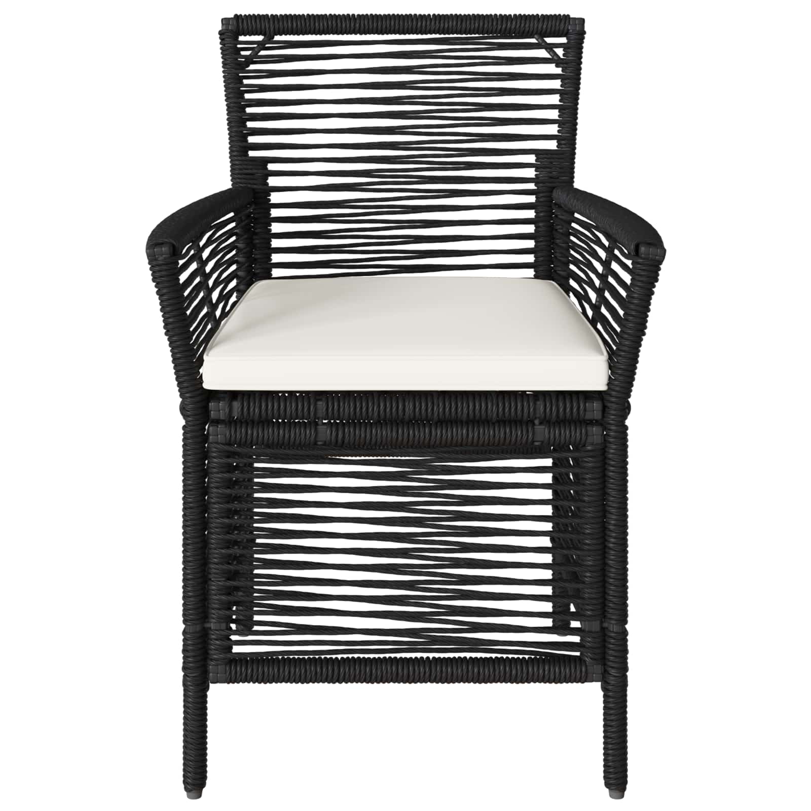 Sedia da esterno con cuscino 4 pcs Nero e Crema polyrattan | homemem39