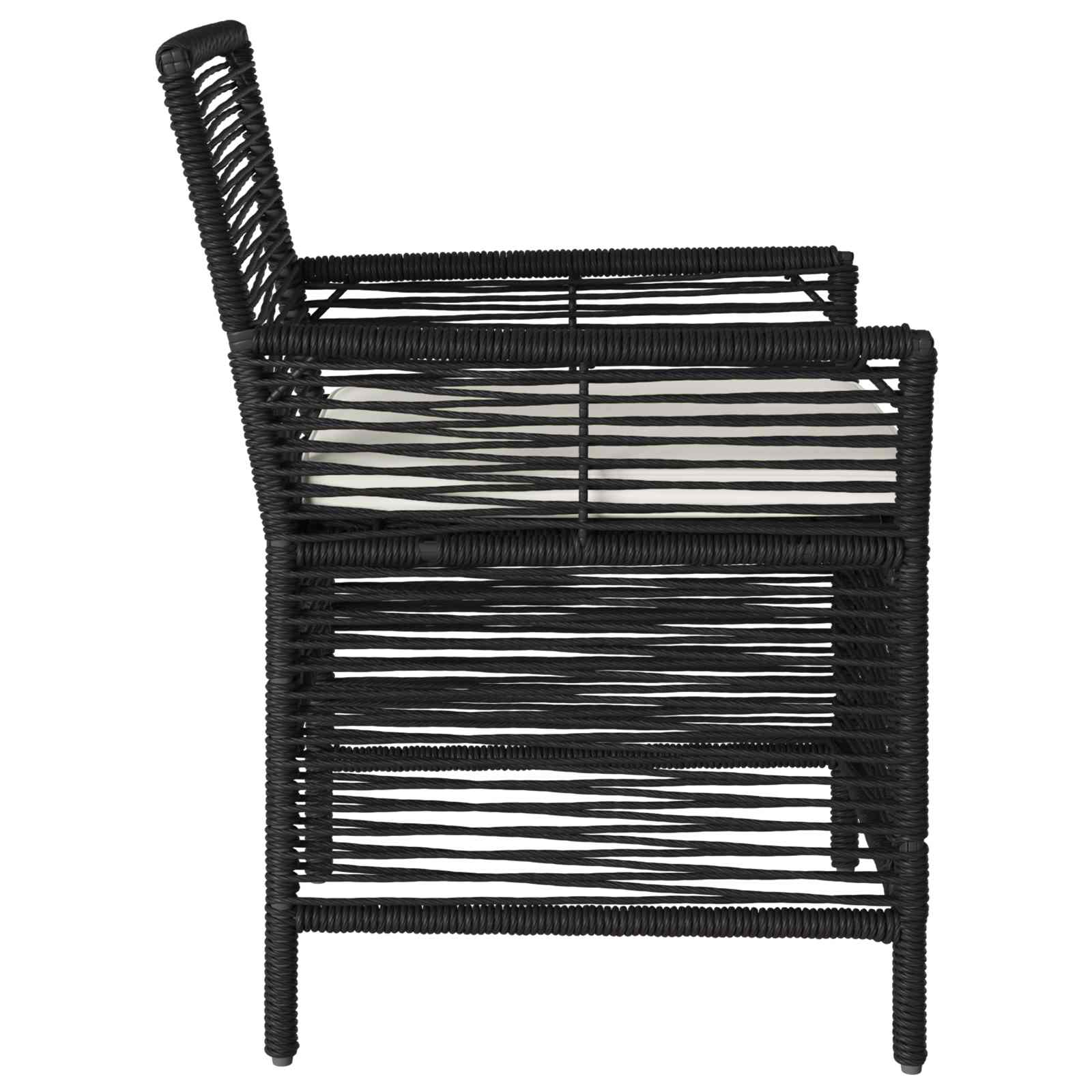 Sedia da esterno con cuscino 4 pcs Nero e Crema polyrattan | homemem39