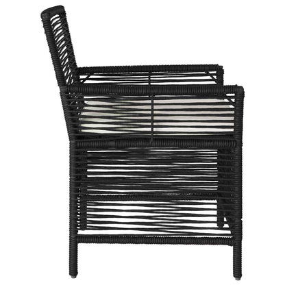Sedia da esterno con cuscino 4 pcs Nero e Crema polyrattan | homemem39
