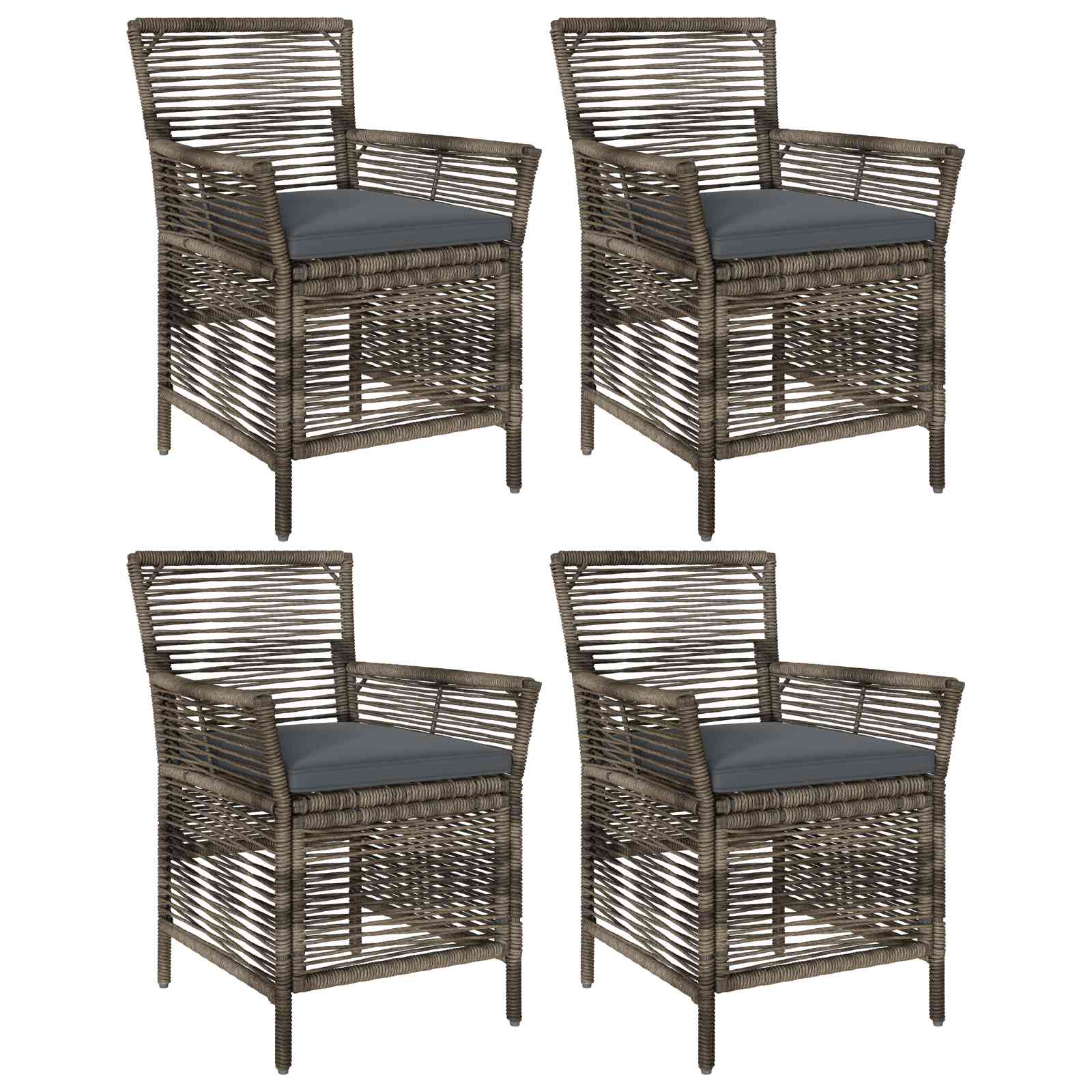 Sedia da esterno 4 pcs Grigio e Grigio Scuro polyrattan | homemem39