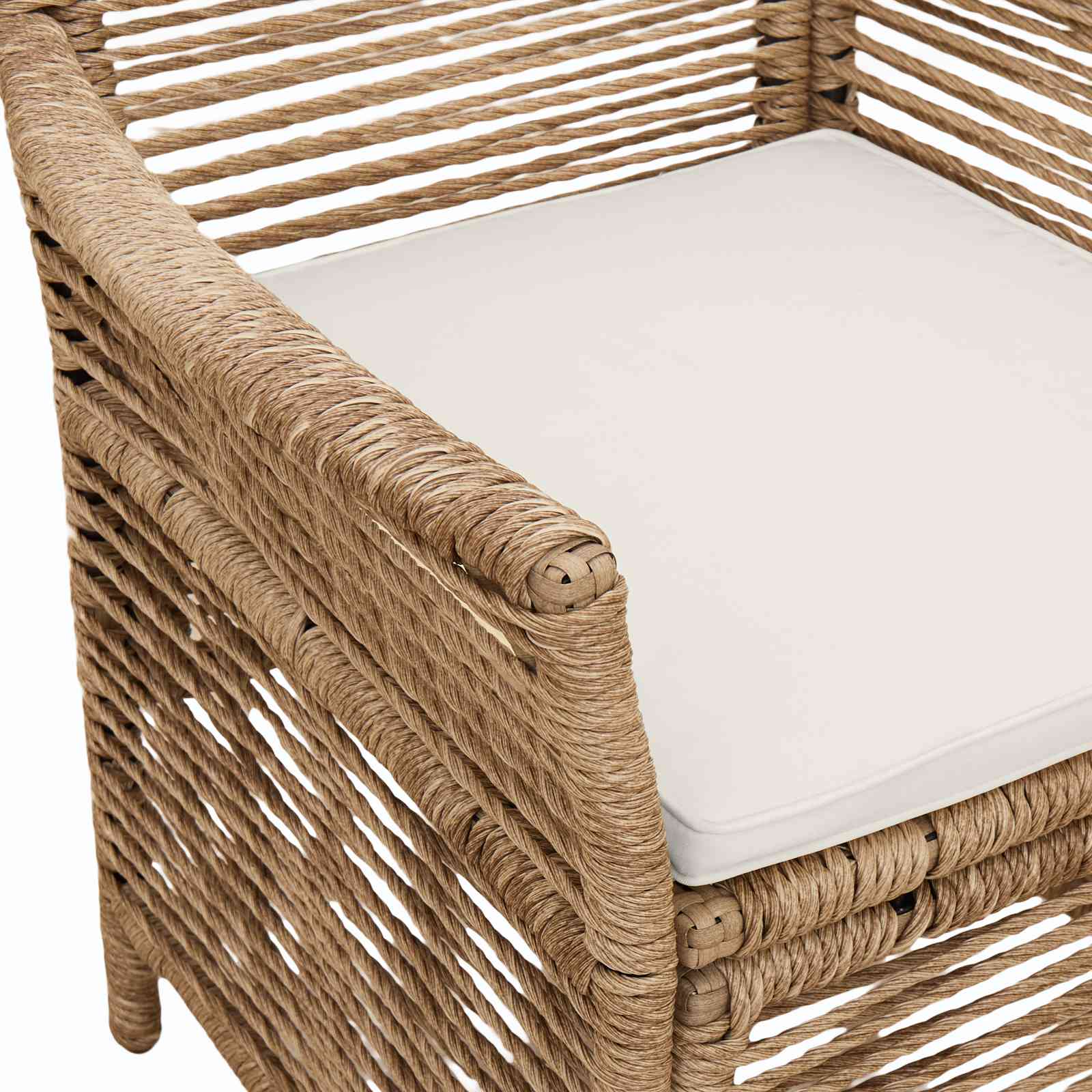 Sedia da esterno con cuscino 4 pcs Beige e Crema polyrattan | homemem39