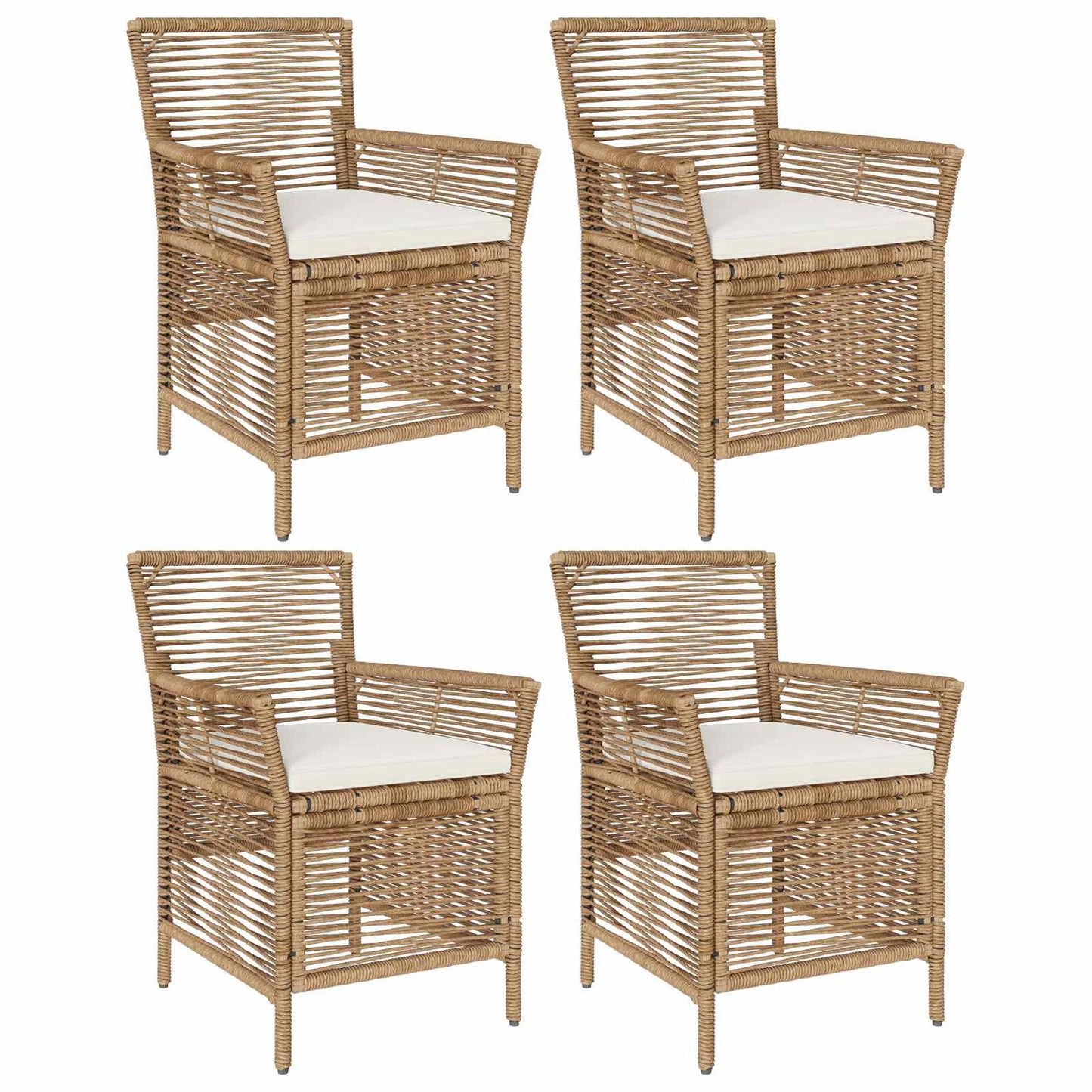 Sedia da esterno con cuscino 4 pcs Beige e Crema polyrattan