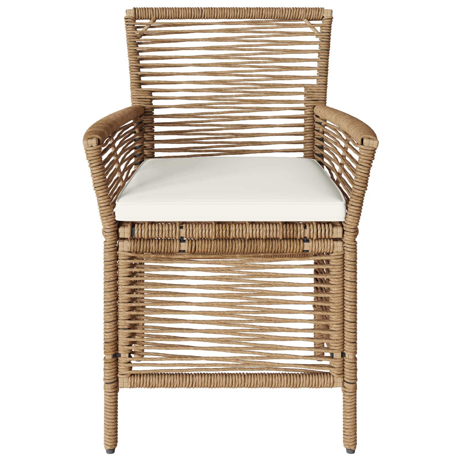 Sedia da esterno con cuscino 4 pcs Beige e Crema polyrattan | homemem39