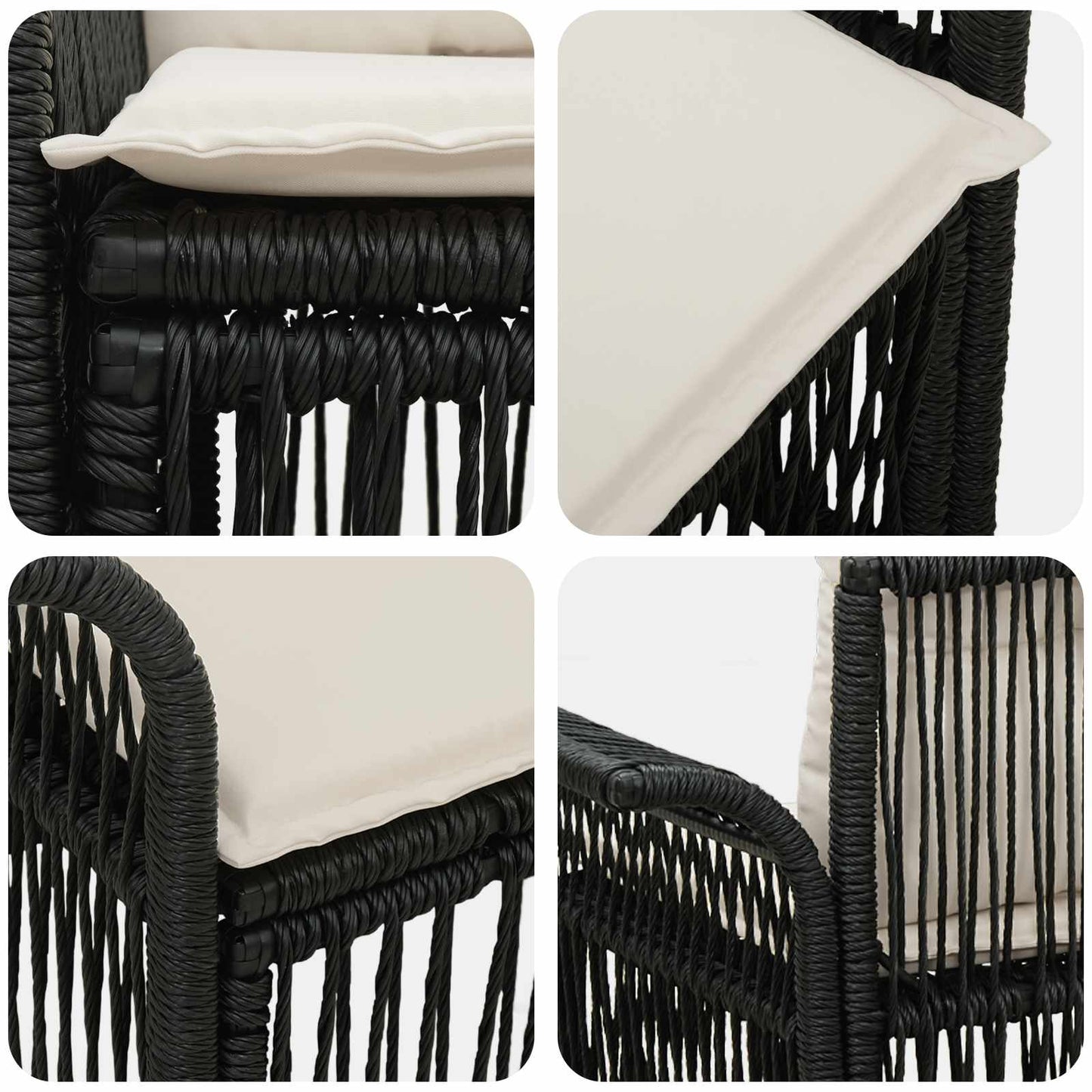 Divano da giardino 2-Numero di posti Nero polyrattan | homemem39