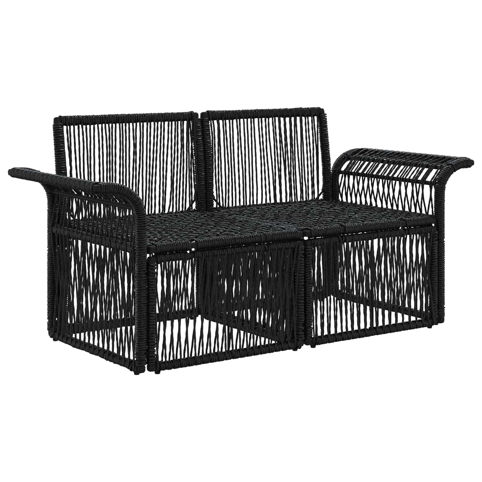 Divano da giardino 2-Numero di posti Nero polyrattan | homemem39