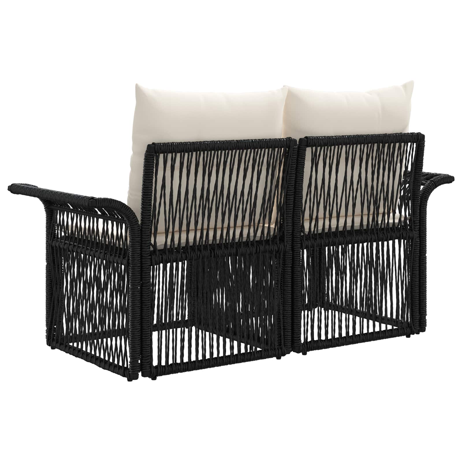 Divano da giardino 2-Numero di posti Nero polyrattan | homemem39
