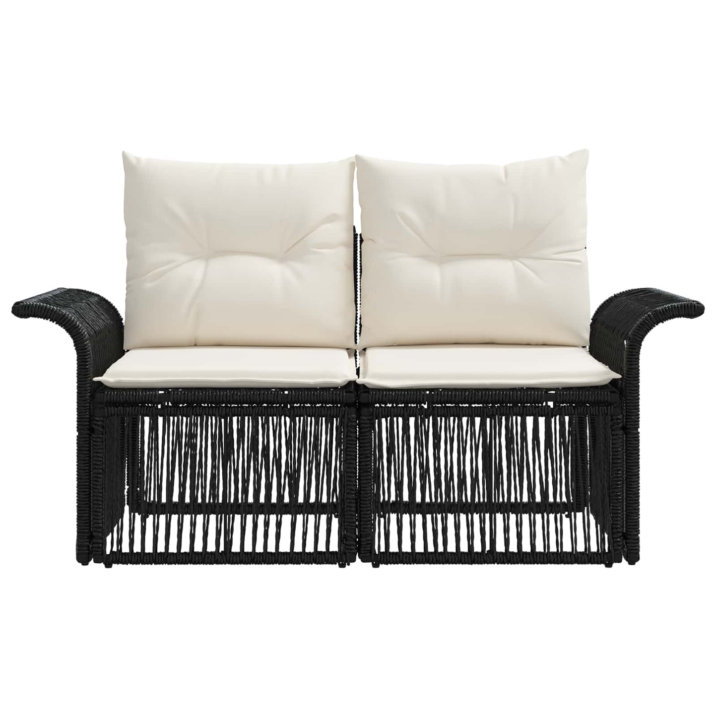 Divano da giardino 2-Numero di posti Nero polyrattan | homemem39