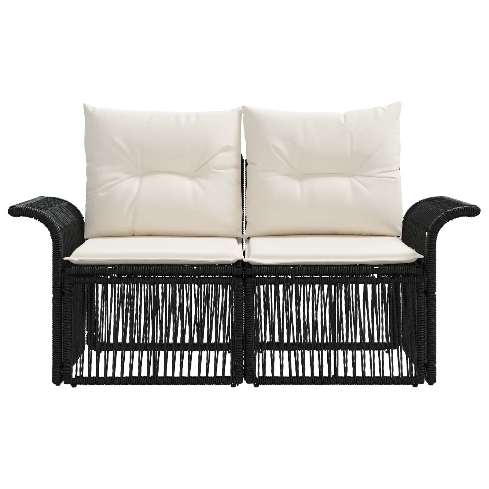 Divano da giardino 2-Numero di posti Nero polyrattan | homemem39