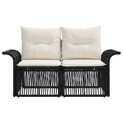 Divano da giardino 2-Numero di posti Nero polyrattan | homemem39