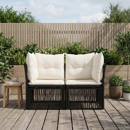Divano da giardino 2-Numero di posti Nero polyrattan | homemem39