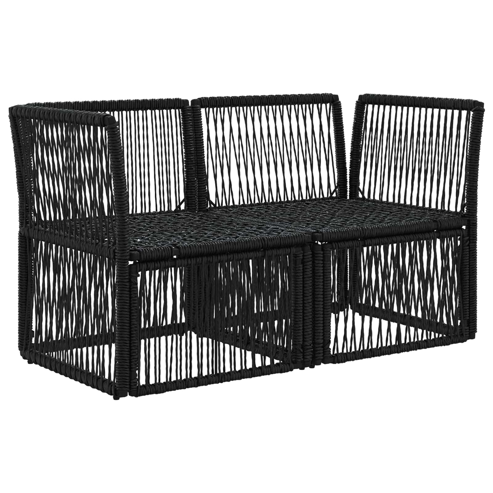 Divano da giardino 2-Numero di posti Nero polyrattan | homemem39