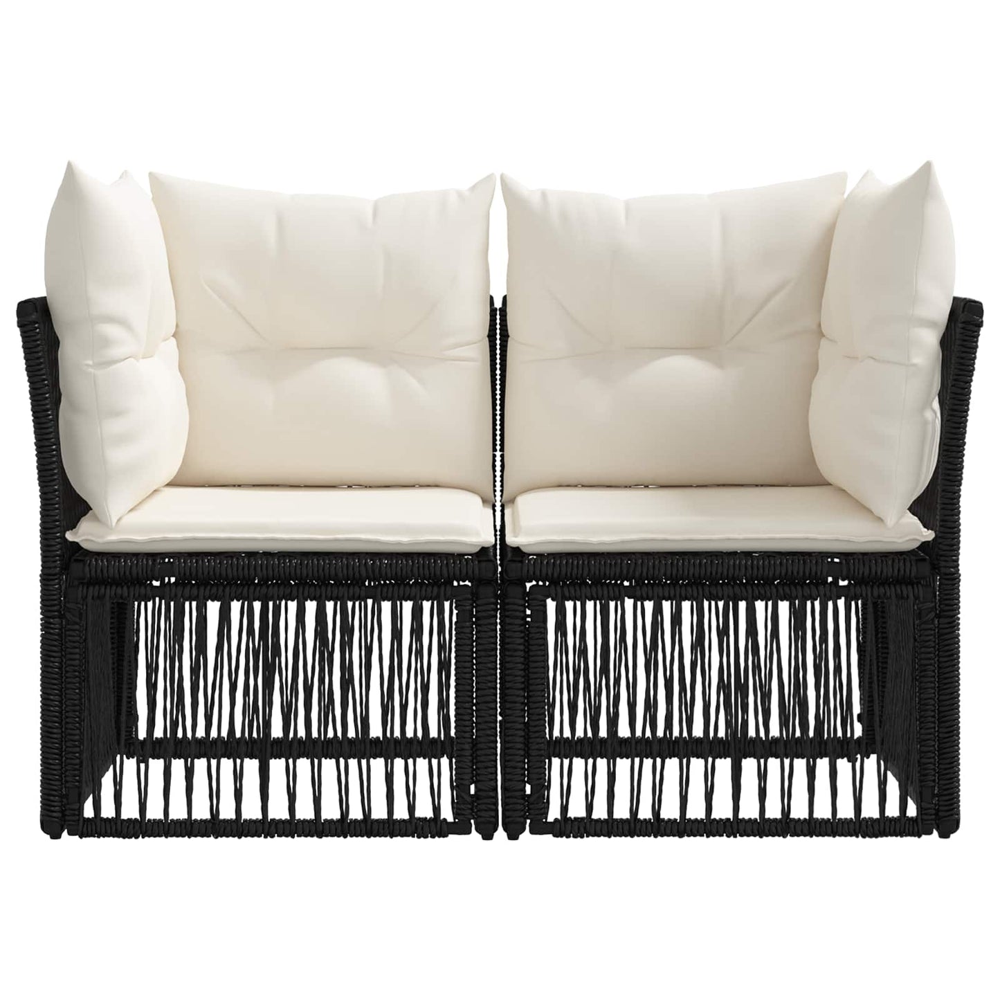 Divano da giardino 2-Numero di posti Nero polyrattan | homemem39