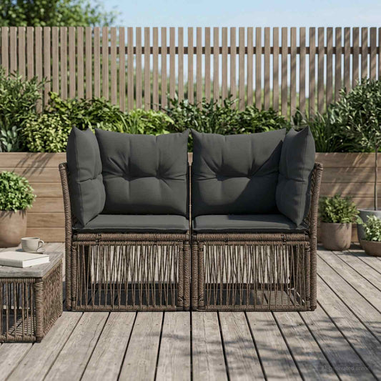 Divano da giardino 2-Numero di posti Grigio polyrattan | homemem39