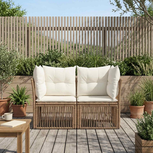 Divano da giardino 2-Numero di posti Beige polyrattan | homemem39