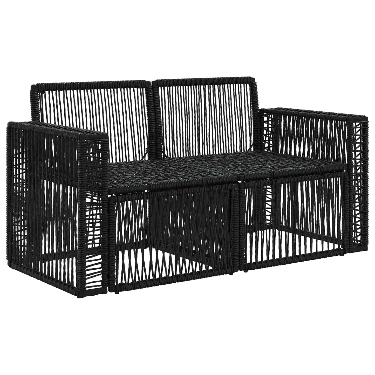 Divano da giardino 2-Numero di posti Nero polyrattan | homemem39
