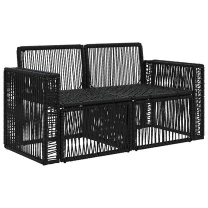 Divano da giardino 2-Numero di posti Nero polyrattan | homemem39