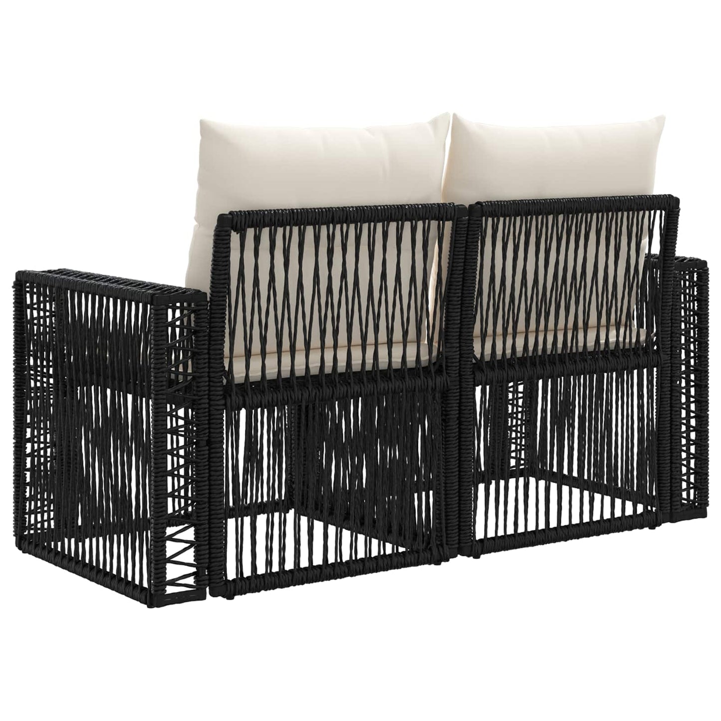 Divano da giardino 2-Numero di posti Nero polyrattan | homemem39