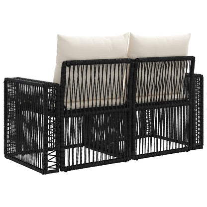 Divano da giardino 2-Numero di posti Nero polyrattan | homemem39