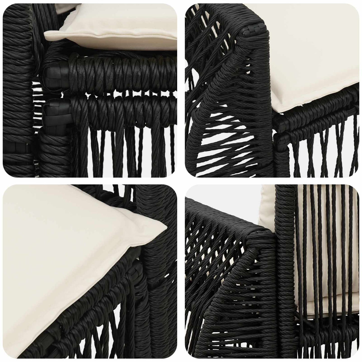 Divano da giardino 2-Numero di posti Nero polyrattan | homemem39