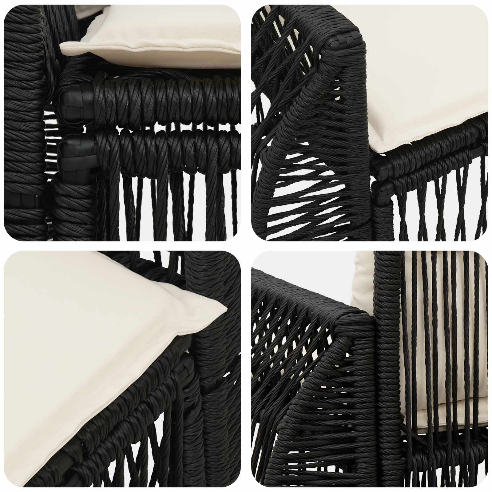 Divano da giardino 2-Numero di posti Nero polyrattan | homemem39