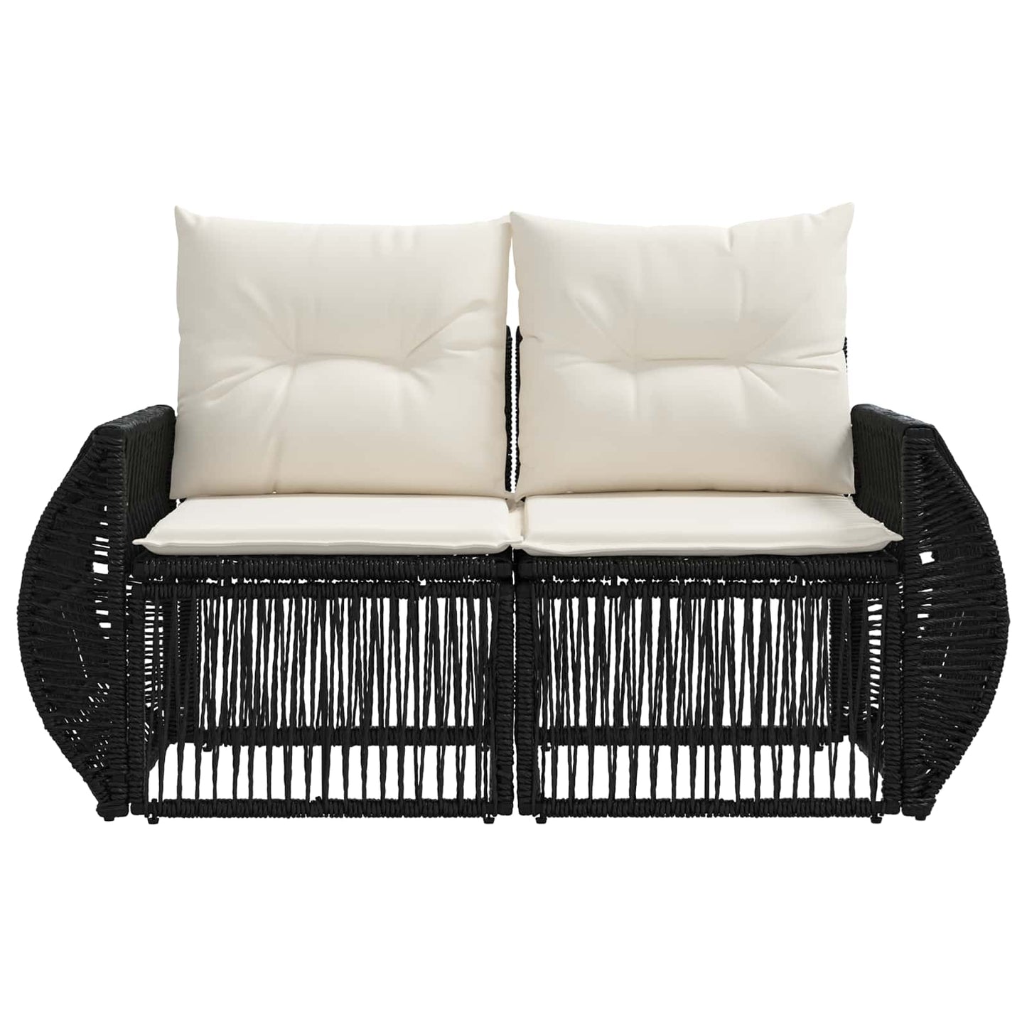 Divano da giardino 2-Numero di posti Nero polyrattan | homemem39