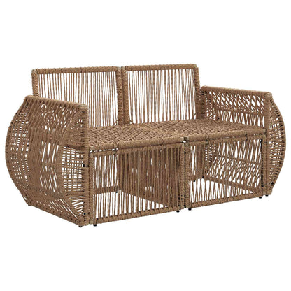 Divano da giardino 2-Numero di posti Beige polyrattan | homemem39