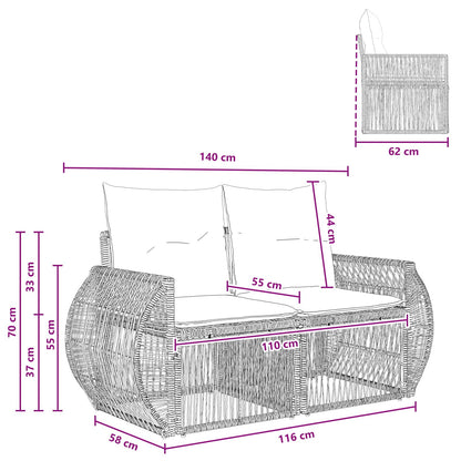 Divano da giardino 2-Numero di posti Beige polyrattan | homemem39