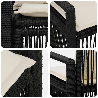 Divano da giardino 2-Numero di posti Nero polyrattan | homemem39