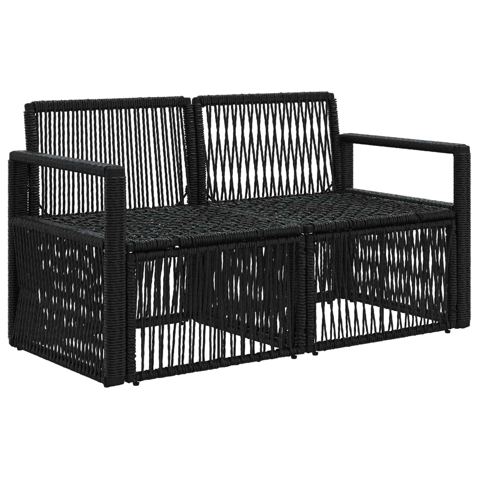 Divano da giardino 2-Numero di posti Nero polyrattan | homemem39