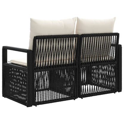Divano da giardino 2-Numero di posti Nero polyrattan | homemem39