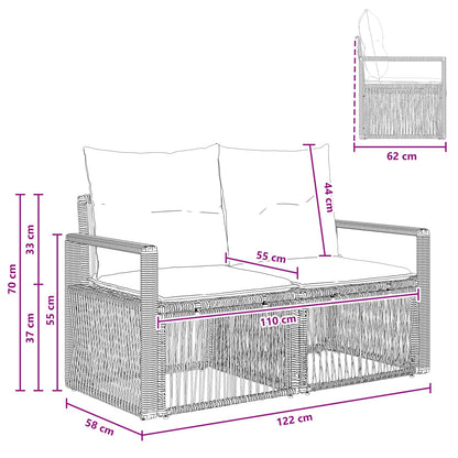 Divano da giardino 2-Numero di posti Nero polyrattan | homemem39