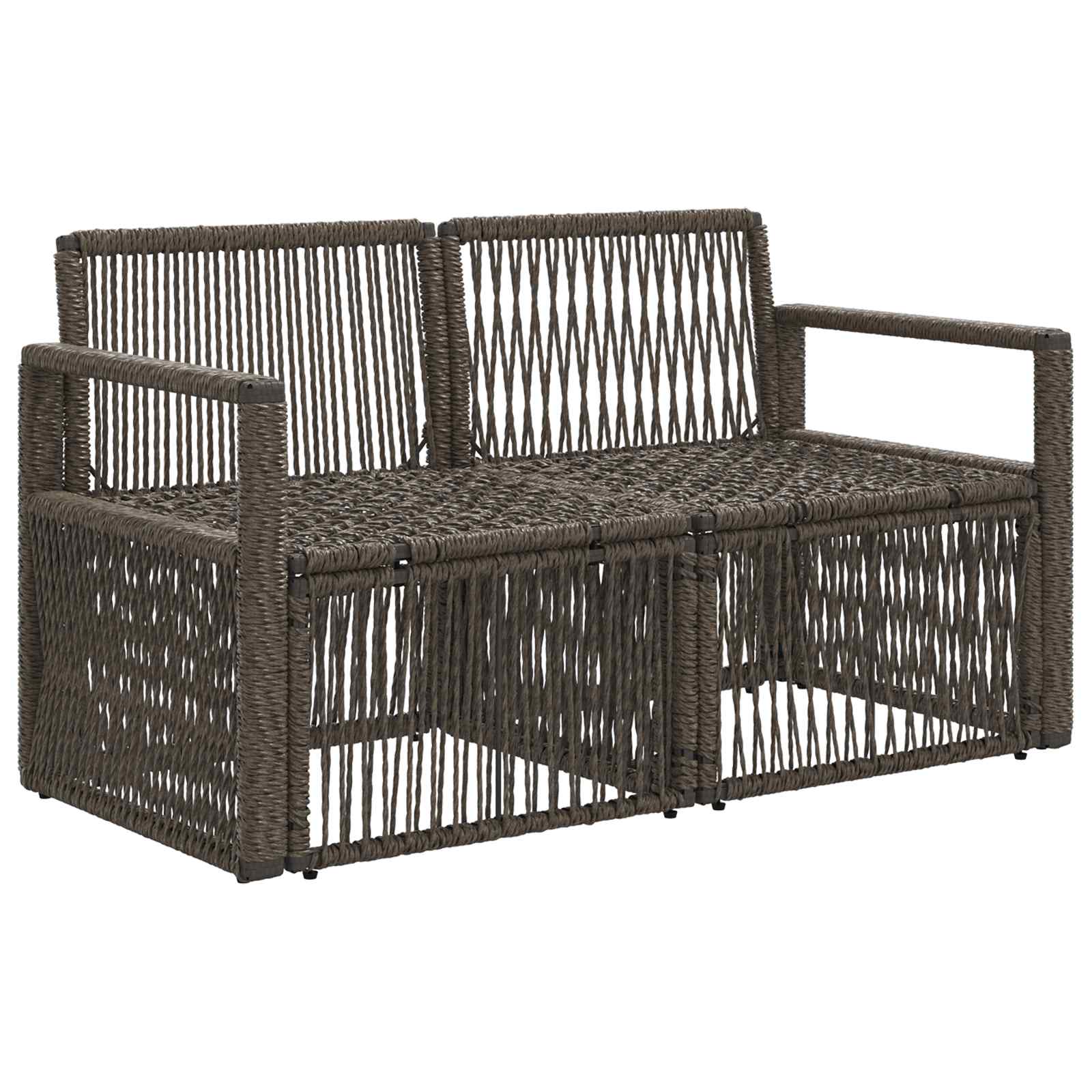 Divano da giardino 2-Numero di posti Grigio polyrattan | homemem39
