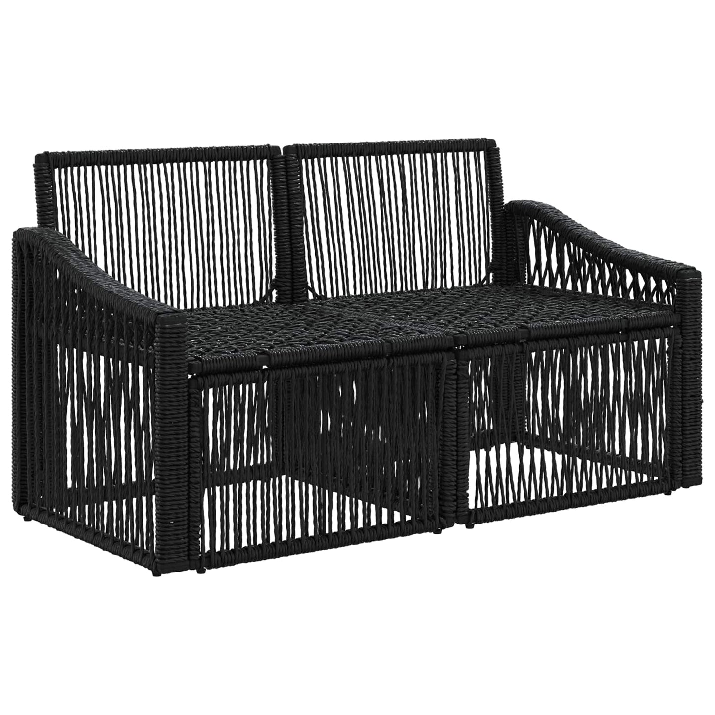 Divano da giardino 2-Numero di posti Nero polyrattan | homemem39