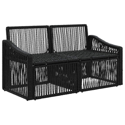 Divano da giardino 2-Numero di posti Nero polyrattan | homemem39