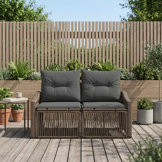Divano da giardino 2-Numero di posti Grigio polyrattan | homemem39